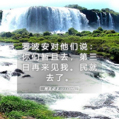Picture 05 - 列 王 记 上 12:5 CUVS - 罗 波 安 对 他 们 说 ： 你 们 暂 且 - Bible Verse Picture