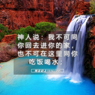 Picture 05 - 列 王 记 上 13:16 CUVS - 神 人 说 ： 我 不 可 同 你 回 去 进 - Bible Verse Picture