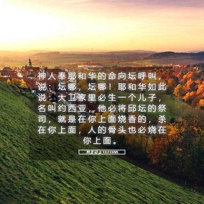 Picture 05 - 列 王 记 上 13:2 CUVS - 神 人 奉 耶 和 华 的 命 向 坛 呼 叫 - Bible Verse Picture