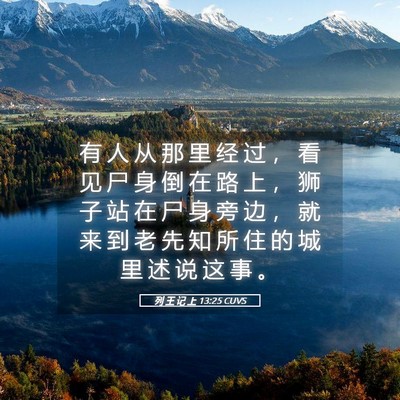 Picture 05 - 列 王 记 上 13:25 CUVS - 有 人 从 那 里 经 过 ， 看 见 尸 身 - Bible Verse Picture