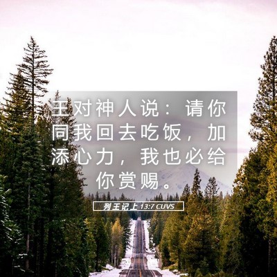 Picture 05 - 列 王 记 上 13:7 CUVS - 王 对 神 人 说 ： 请 你 同 我 回 去 - Bible Verse Picture