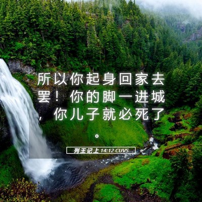 Picture 05 - 列 王 记 上 14:12 CUVS - 所 以 你 起 身 回 家 去 罢 ！ 你 的 - Bible Verse Picture