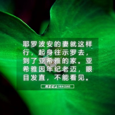Picture 05 - 列 王 记 上 14:4 CUVS - 耶 罗 波 安 的 妻 就 这 样 行 ， 起 - Bible Verse Picture