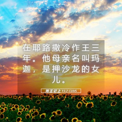 Picture 05 - 列 王 记 上 15:2 CUVS - 在 耶 路 撒 冷 作 王 三 年 。 他 母 - Bible Verse Picture