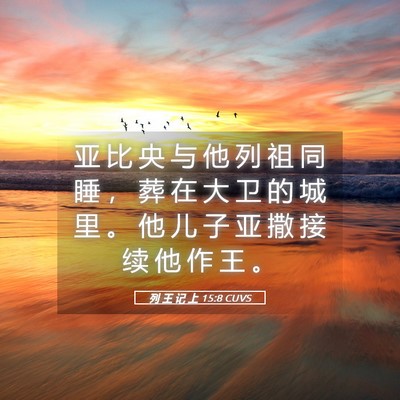 Picture 05 - 列 王 记 上 15:8 CUVS - 亚 比 央 与 他 列 祖 同 睡 ， 葬 在 - Bible Verse Picture