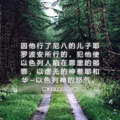 Picture 05 - 列 王 记 上 16:26 CUVS - 因 他 行 了 尼 八 的 儿 子 耶 罗 波 - Bible Verse Picture