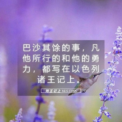 Picture 05 - 列 王 记 上 16:5 CUVS - 巴 沙 其 馀 的 事 ， 凡 他 所 行 的 - Bible Verse Picture