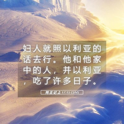 Picture 05 - 列 王 记 上 17:15 CUVS - 妇 人 就 照 以 利 亚 的 话 去 行 。 - Bible Verse Picture