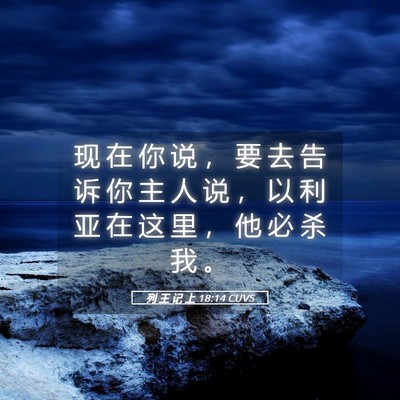 Picture 05 - 列 王 记 上 18:14 CUVS - 现 在 你 说 ， 要 去 告 诉 你 主 人 - Bible Verse Picture