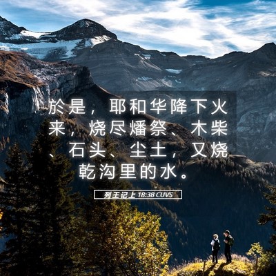 Picture 05 - 列 王 记 上 18:38 CUVS - 於 是 ， 耶 和 华 降 下 火 来 ， 烧 - Bible Verse Picture