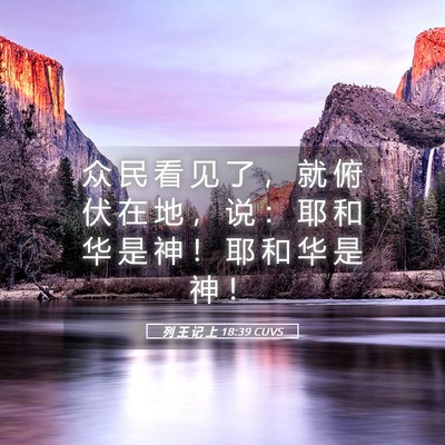 Picture 05 - 列 王 记 上 18:39 CUVS - 众 民 看 见 了 ， 就 俯 伏 在 地 ， - Bible Verse Picture