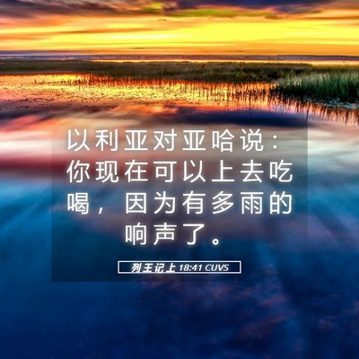 Picture 05 - 列 王 记 上 18:41 CUVS - 以 利 亚 对 亚 哈 说 ： 你 现 在 可 - Bible Verse Picture