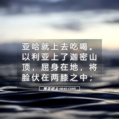 Picture 05 - 列 王 记 上 18:42 CUVS - 亚 哈 就 上 去 吃 喝 。 以 利 亚 上 - Bible Verse Picture