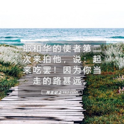 Picture 05 - 列 王 记 上 19:7 CUVS - 耶 和 华 的 使 者 第 二 次 来 拍 他 - Bible Verse Picture