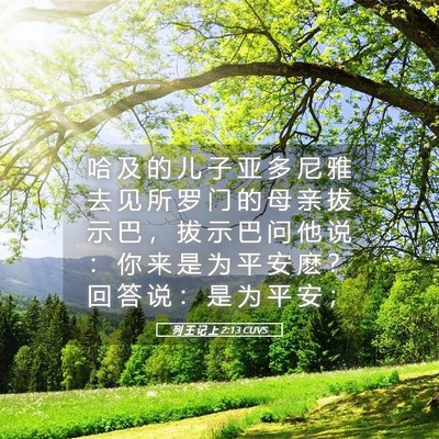 Picture 05 - 列 王 记 上 2:13 CUVS - 哈 及 的 儿 子 亚 多 尼 雅 去 见 所 - Bible Verse Picture