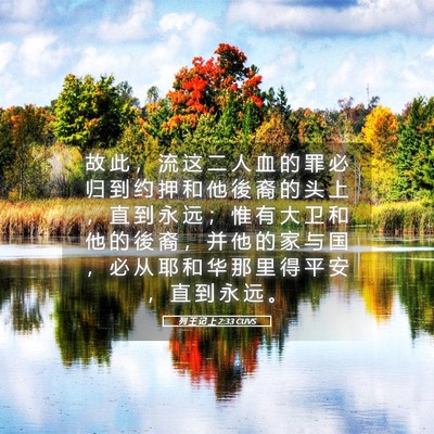 Picture 05 - 列 王 记 上 2:33 CUVS - 故 此 ， 流 这 二 人 血 的 罪 必 归 - Bible Verse Picture