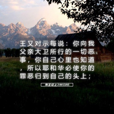 Picture 05 - 列 王 记 上 2:44 CUVS - 王 又 对 示 每 说 ： 你 向 我 父 亲 - Bible Verse Picture