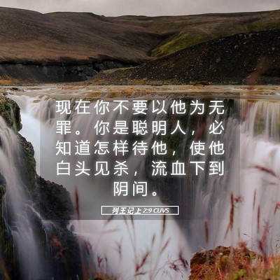 Picture 05 - 列 王 记 上 2:9 CUVS - 现 在 你 不 要 以 他 为 无 罪 。 你 - Bible Verse Picture