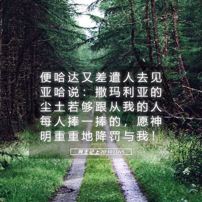 Picture 05 - 列 王 记 上 20:10 CUVS - 便 哈 达 又 差 遣 人 去 见 亚 哈 说 - Bible Verse Picture