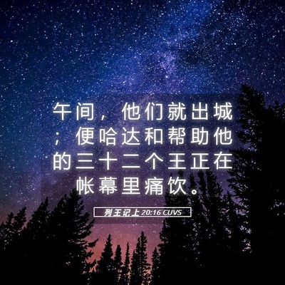 Picture 05 - 列 王 记 上 20:16 CUVS - 午 间 ， 他 们 就 出 城 ； 便 哈 达 - Bible Verse Picture