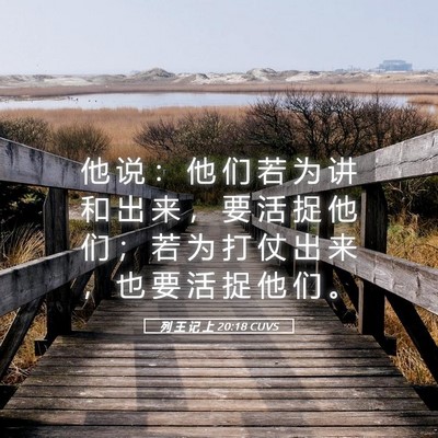 Picture 05 - 列 王 记 上 20:18 CUVS - 他 说 ： 他 们 若 为 讲 和 出 来 ， - Bible Verse Picture