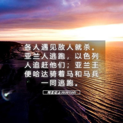 Picture 05 - 列 王 记 上 20:20 CUVS - 各 人 遇 见 敌 人 就 杀 。 亚 兰 人 - Bible Verse Picture