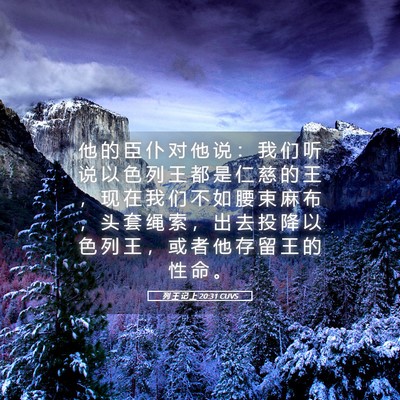 Picture 05 - 列 王 记 上 20:31 CUVS - 他 的 臣 仆 对 他 说 ： 我 们 听 说 - Bible Verse Picture