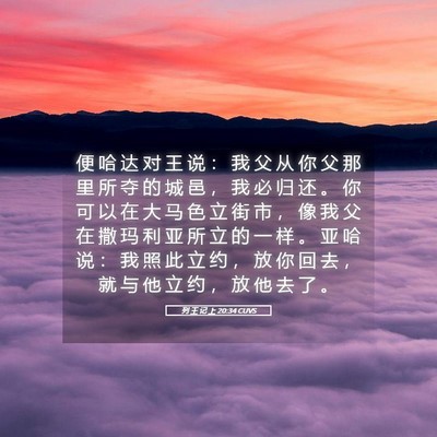 Picture 05 - 列 王 记 上 20:34 CUVS - 便 哈 达 对 王 说 ： 我 父 从 你 父 - Bible Verse Picture