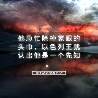 Picture 05 - 列 王 记 上 20:41 CUVS - 他 急 忙 除 掉 蒙 眼 的 头 巾 ， 以 - Bible Verse Picture