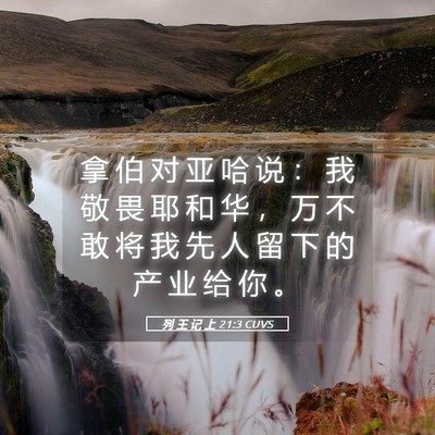 Picture 05 - 列 王 记 上 21:3 CUVS - 拿 伯 对 亚 哈 说 ： 我 敬 畏 耶 和 - Bible Verse Picture