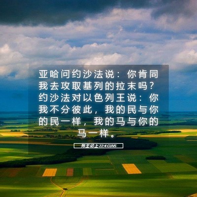 Picture 05 - 列 王 记 上 22:4 CUVS - 亚 哈 问 约 沙 法 说 ： 你 肯 同 我 - Bible Verse Picture