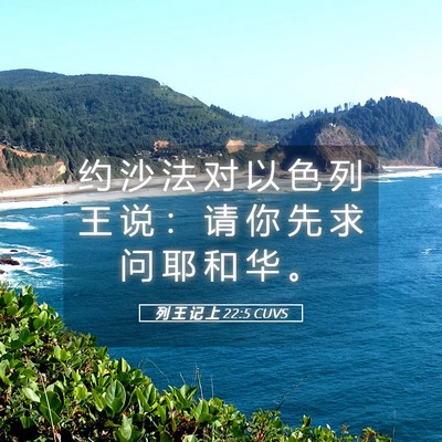 Picture 05 - 列 王 记 上 22:5 CUVS - 约 沙 法 对 以 色 列 王 说 ： 请 你 - Bible Verse Picture