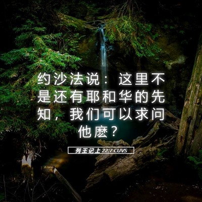 Picture 05 - 列 王 记 上 22:7 CUVS - 约 沙 法 说 ： 这 里 不 是 还 有 耶 - Bible Verse Picture