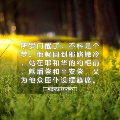 Picture 05 - 列 王 记 上 3:15 CUVS - 所 罗 门 醒 了 ， 不 料 是 个 梦 。 - Bible Verse Picture