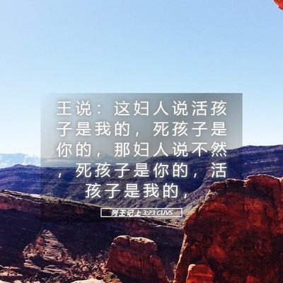 Picture 05 - 列 王 记 上 3:23 CUVS - 王 说 ： 这 妇 人 说 活 孩 子 是 我 - Bible Verse Picture