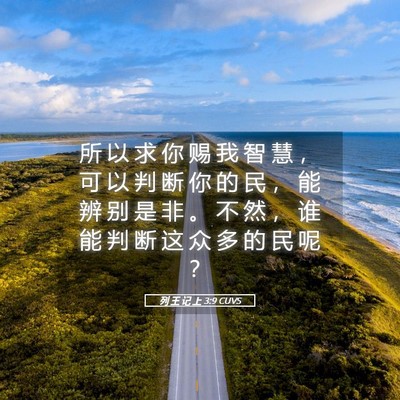Picture 05 - 列 王 记 上 3:9 CUVS - 所 以 求 你 赐 我 智 慧 ， 可 以 判 - Bible Verse Picture