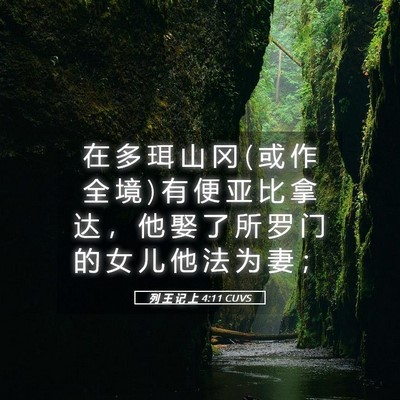 Picture 05 - 列 王 记 上 4:11 CUVS - 在 多 珥 山 冈 ( 或 作 全 境 ) 有 便 - Bible Verse Picture