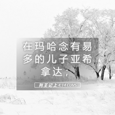 Picture 05 - 列 王 记 上 4:14 CUVS - 在 玛 哈 念 有 易 多 的 儿 子 亚 希 - Bible Verse Picture