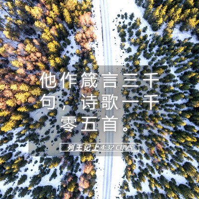 Picture 05 - 列 王 记 上 4:32 CUVS - 他 作 箴 言 三 千 句 ， 诗 歌 一 千 - Bible Verse Picture