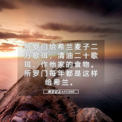 Picture 05 - 列 王 记 上 5:11 CUVS - 所 罗 门 给 希 兰 麦 子 二 万 歌 珥 - Bible Verse Picture