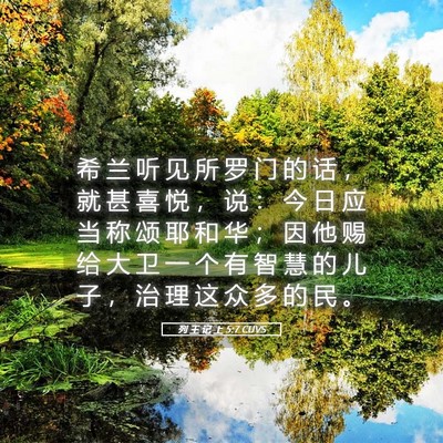 Picture 05 - 列 王 记 上 5:7 CUVS - 希 兰 听 见 所 罗 门 的 话 ， 就 甚 - Bible Verse Picture