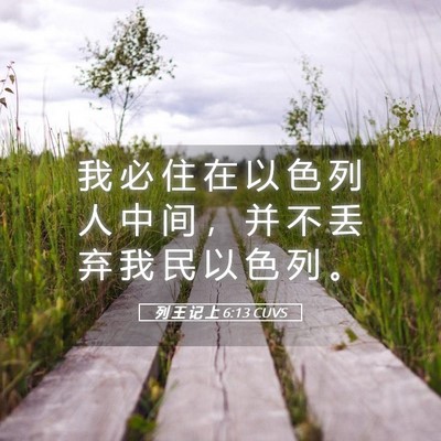 Picture 05 - 列 王 记 上 6:13 CUVS - 我 必 住 在 以 色 列 人 中 间 ， 并 - Bible Verse Picture