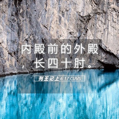 Picture 05 - 列 王 记 上 6:17 CUVS - 内 殿 前 的 外 殿 ， 长 四 十 肘 - Bible Verse Picture