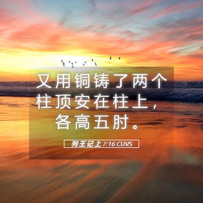Picture 05 - 列 王 记 上 7:16 CUVS - 又 用 铜 铸 了 两 个 柱 顶 安 在 柱 - Bible Verse Picture