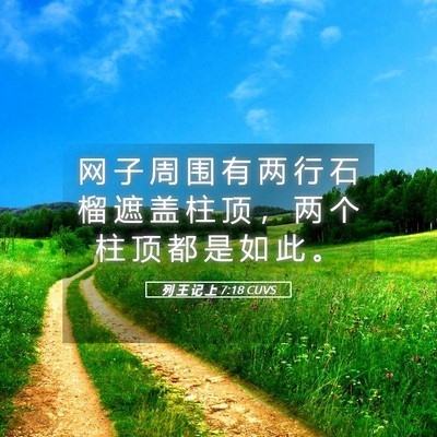 Picture 05 - 列 王 记 上 7:18 CUVS - 网 子 周 围 有 两 行 石 榴 遮 盖 柱 - Bible Verse Picture