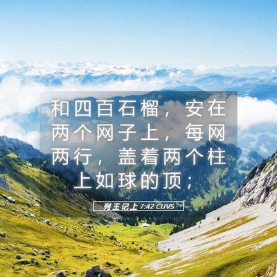 Picture 05 - 列 王 记 上 7:42 CUVS - 和 四 百 石 榴 ， 安 在 两 个 网 子 - Bible Verse Picture