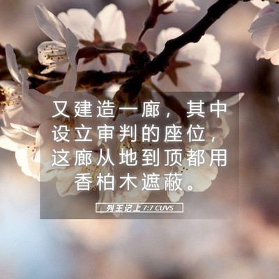 Picture 05 - 列 王 记 上 7:7 CUVS - 又 建 造 一 廊 ， 其 中 设 立 审 判 - Bible Verse Picture