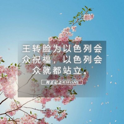 Picture 05 - 列 王 记 上 8:14 CUVS - 王 转 脸 为 以 色 列 会 众 祝 福 ， - Bible Verse Picture