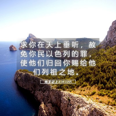 Picture 05 - 列 王 记 上 8:34 CUVS - 求 你 在 天 上 垂 听 ， 赦 免 你 民 - Bible Verse Picture