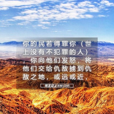Picture 05 - 列 王 记 上 8:46 CUVS - 你 的 民 若 得 罪 你 （ 世 上 没 有 - Bible Verse Picture